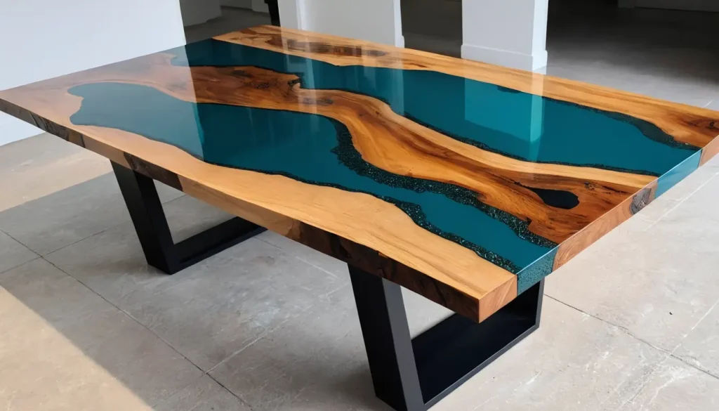 Attractive epoxy-wooden table